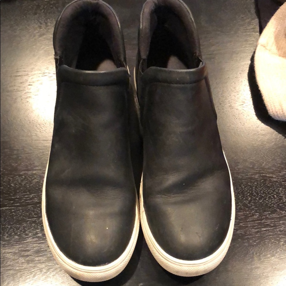 Aldo Black Leather Slip-On Hi-Tops